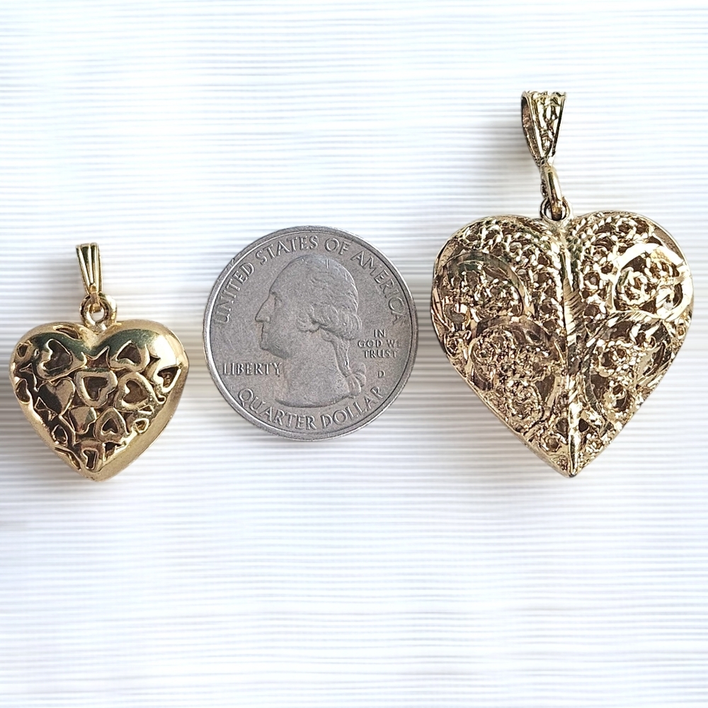 Gold Heart Necklace Pendents - Picture 2 of 6